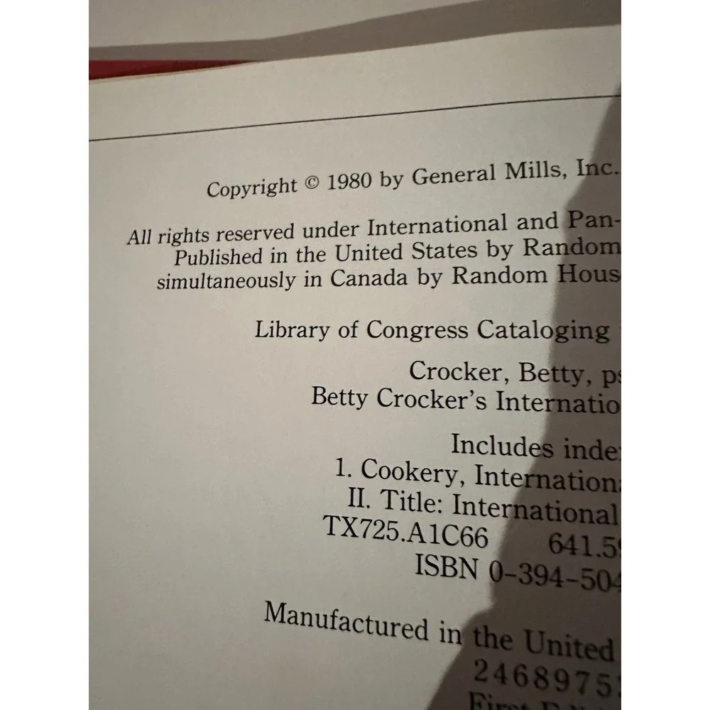 Betty Crocker's International Cookbook HC by General Mills Random House 1980 VTG
